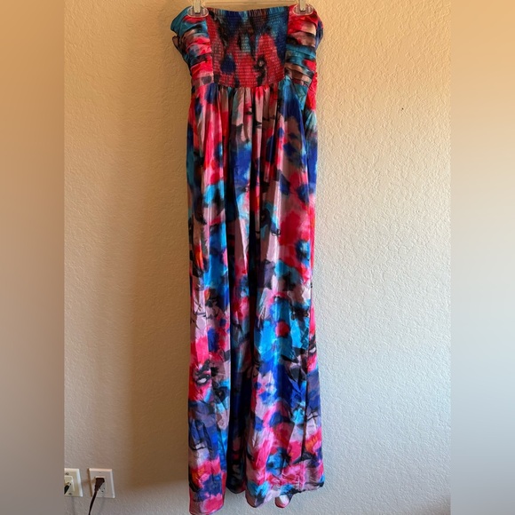 Jessica Simpson Twist Front Multicolor Strapless Maxi Dress Size 2 Formal Prom - Picture 2 of 8